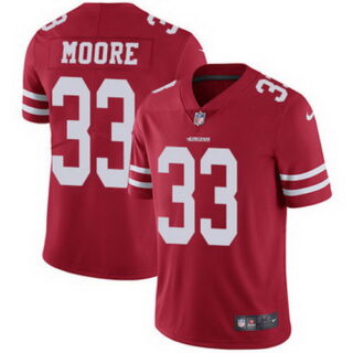 Nike 49ers #33 Tarvarius Moore Red Team Color Men's Stitched NFL Vapor Untouchable Limited Jersey