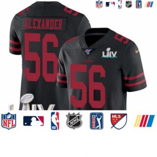 Nike 49ers #56 Kwon Alexander Black Super Bowl LIV 2020 Alternate Men's Stitched NFL 100th Season Vapor Limited Jersey