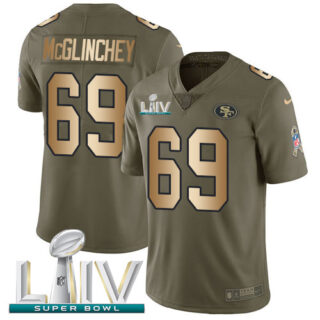 Nike 49ers #69 Mike McGlinchey Olive Gold Super Bowl LIV 2020 Men's Stitched NFL Limited 2017 Salute To Service Jersey