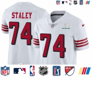 Nike 49ers #74 Joe Staley White Super Bowl LIV 2020 Rush Men's Stitched NFL Vapor Untouchable Limited Jersey