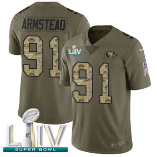 Nike 49ers #91 Arik Armstead Olive Camo Super Bowl LIV 2020 Men's Stitched NFL Limited 2017 Salute To Service Jersey