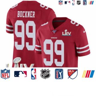Nike 49ers #99 DeForest Buckner Red Super Bowl LIV 2020 Team Color Men's Stitched NFL 100th Season Vapor Limited Jersey