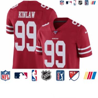 Nike 49ers #99 Javon Kinlaw Red Team Color Men's Stitched NFL 100th Season Vapor Untouchable Limited Jersey