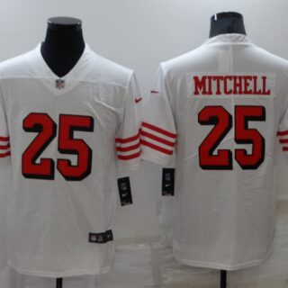 Nike 49ers 25 Elijah Mitchell White Color Rush Vapor Limited Jersey