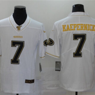 Nike 49ers 7 Colin Kaepernick White Gold Vapor Untouchable Limited Jersey