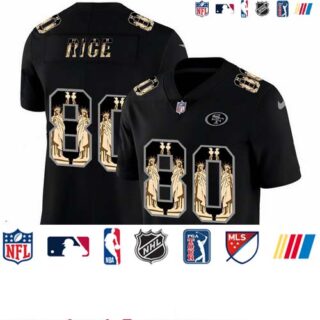 Nike 49ers 80 Jerry Rice Black Statue Of Liberty Limited Jersey