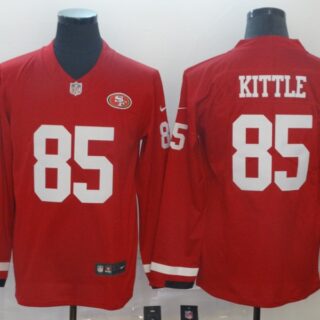 Nike 49ers 85 George Kittle Red Therma Long Sleeve Jersey
