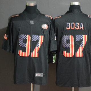 Nike 49ers 97 Nick Bosa 2019 Black Salute To Service USA Flag Fashion Limited Jersey