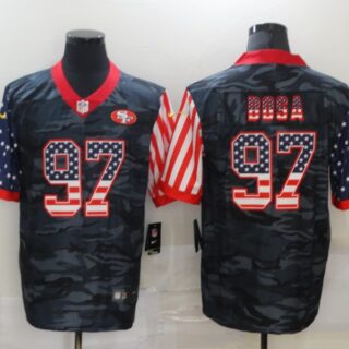 Nike 49ers 97 Nick Bosa Black Camo USA Flag Limited Jersey