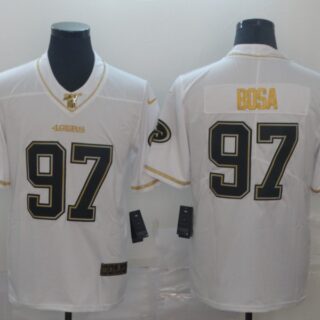 Nike 49ers 97 Nick Bosa White Gold Vapor Untouchable Limited Jersey
