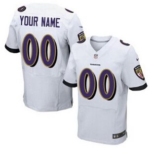 Nike Baltimore Ravens Customized White Elite Jersey
