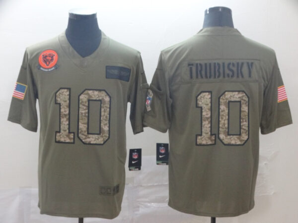 Nike Bears 10 Mitchell Trubisky 2019 Olive Camo Salute To Service Limited Jersey