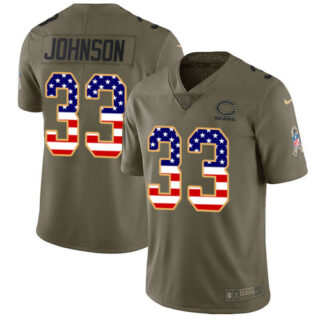 Nike Bears #33 Jaylon Johnson Olive USA Flag Men's Stitched NFL Limited 2017 Salute To Service Jersey