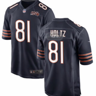Nike Bears #81 J.P. Holtz Navy Blue Vapor limited With 100th Patch Jersey