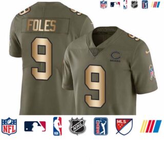 Nike Bears #9 Nick Foles Olive Gold Men's Stitched NFL Limited 2017 Salute To Service Jersey