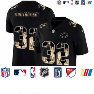 Nike Bears 32 David Montgomery Black Statue Of Liberty Limited Jersey
