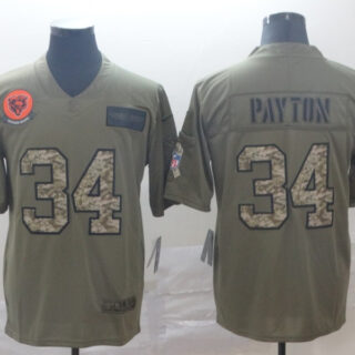 Nike Bears 34 Walter Payton 2019 Olive Camo Salute To Service Limited Jersey