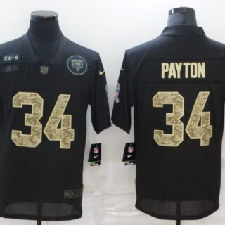 Nike Bears 34 Walter Payton Black Camo 2020 Salute To Service Limited Jersey