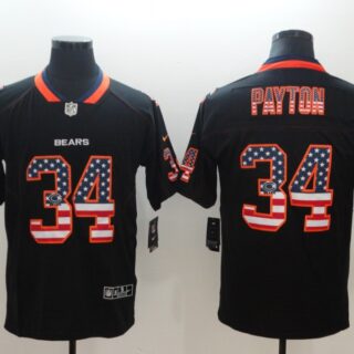 Nike Bears 34 Wlater Payton Black USA Flag Limited Jersey
