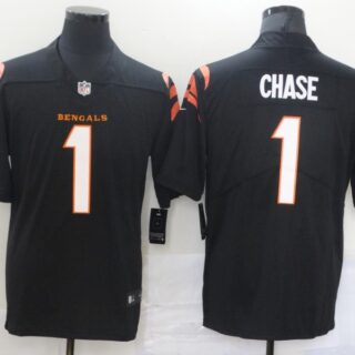 Nike Bengals 1 Ja'Marr Chase Black 2021 NFL Draft Vapor Untouchable Limited Jersey