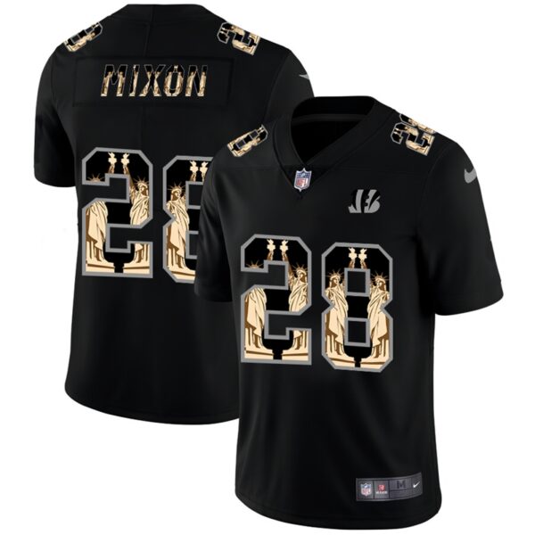 Nike Bengals 28 Joe Mixon Black Statue Of Liberty Limited Jersey