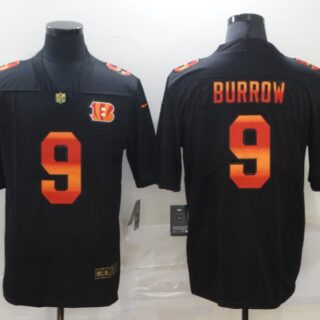 Nike Bengals 9 Joe Burrow Black Colorful Fashion Limited Jersey