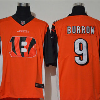 Nike Bengals 9 Joe Burrow Orange Team Big Logo Vapor Untouchable Limited Jersey