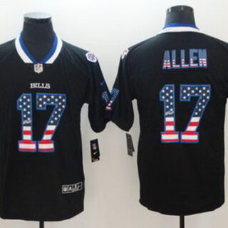 Nike Bills 17 Josh Allen Black USA Flag Fashion Limited Jersey