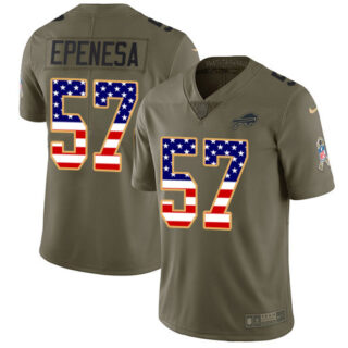 Nike Bills #57 A.J. Epenesas Olive USA Flag Men's Stitched NFL Limited 2017 Salute To Service Jersey