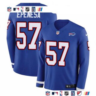 Nike Bills #57 A.J. Epenesas Royal Blue Team Color Men's Stitched NFL Limited Therma Long Sleeve Jersey