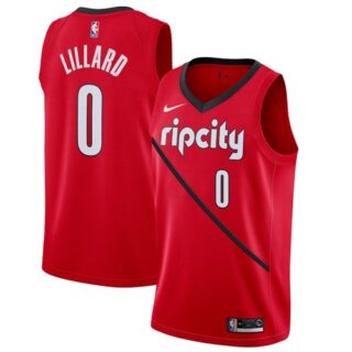 Nike Blazers #0 Damian Lillard Red NBA Swingman Earned Edition Jersey