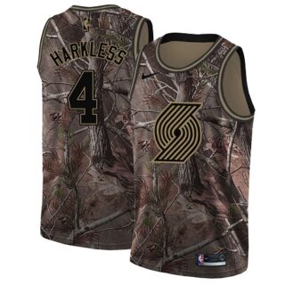 Nike Blazers #4 Moe Harkless Camo NBA Swingman Realtree Collection Jersey