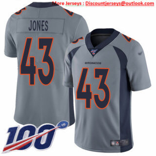 Nike Broncos #43 Joe Jones Gray Men's Stitched NFL Limited Inverted Legend 100th Season Jersey