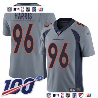 Nike Broncos #96 Shelby Harris Gray Men's Stitched NFL Limited Inverted Legend 100th Season Jersey