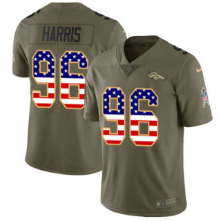 Nike Broncos #96 Shelby Harris Olive USA Flag Men's Stitched NFL Limited 2017 Salute To Service Jersey