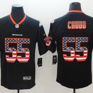 Nike Broncos 55 Bradley Chubb Black USA Flag Fashion Limited Jersey