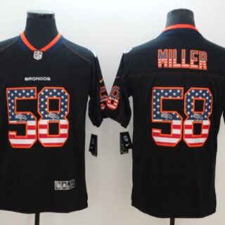 Nike Broncos 58 Von Miller Black USA Flag Fashion Color Rush Limited Jersey
