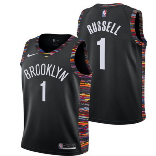 Nike Brooklyn Nets 1 D'Angelo Russell Black 2018-19 City Edition Nike Swingman Jersey