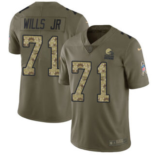 Nike Browns #71 Jedrick Wills JR Olive Camo Men's Stitched NFL Limited 2017 Salute To Service Jersey