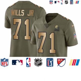 Nike Browns #71 Jedrick Wills JR Olive Gold Men's Stitched NFL Limited 2017 Salute To Service Jersey