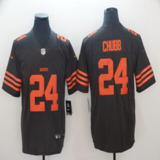 Nike Browns 24 Nick Chubb Brown Color Rush Limited Jersey