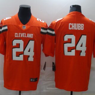 Nike Browns 24 Nick Chubb Orange Vapor Untouchable Limited Jersey