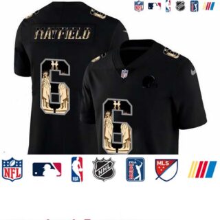 Nike Browns 6 Baker Mayfield Black Statue Of Liberty Limited Jersey