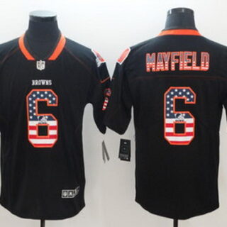 Nike Browns 6 Baker Mayfield Black USA Flag Fashion Limited Jersey