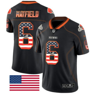 Nike Browns 6 Baker Mayfield Black USA Flag Fashion Limited Jersey