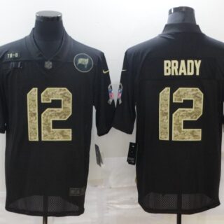 Nike Buccaneers 12 Tom Brady Black Camo 2020 Salute To Service Limited Jersey