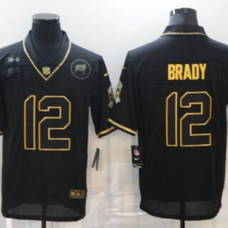 Nike Buccaneers 12 Tom Brady Black Gold 2020 Salute To Service Limited Jersey