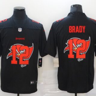 Nike Buccaneers 12 Tom Brady Black Shadow Logo Limited Jersey