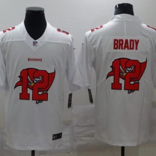 Nike Buccaneers 12 Tom Brady White Shadow Logo Limited Jersey