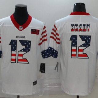 Nike Buccaneers 12 Tom Brady White USA Flag Fashion Limited Jersey